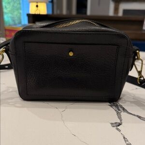 Madewell Black Leather Camera Crossbody Bag